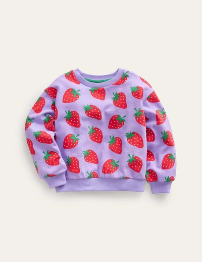 Mini Boden Kids' Printed Relaxed Sweatshirt Parma Violet Strawberries Girls Boden