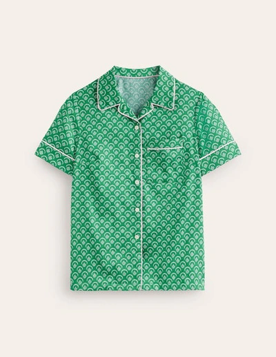 Boden Short Sleeve Pajama Top Green, Ditsy Vine Women