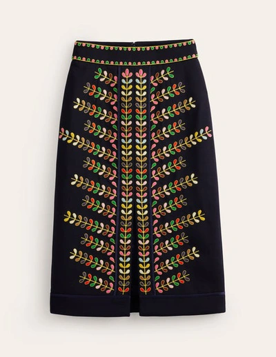 Boden Embroidered Icon Skirt Navy Women