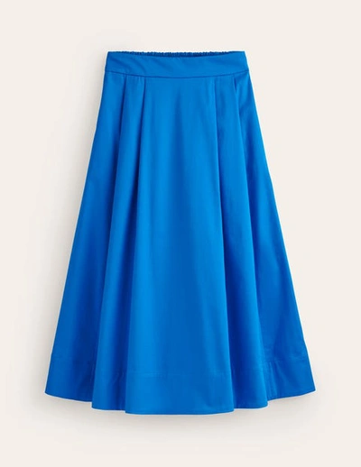Boden Isabella Cotton Sateen Skirt Brilliant Blue Women