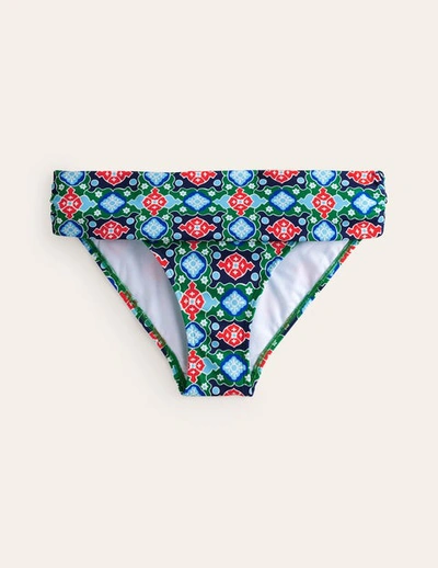 Boden Levanzo Fold Bikini Bottoms Green Tambourine, Coastal Tile Women