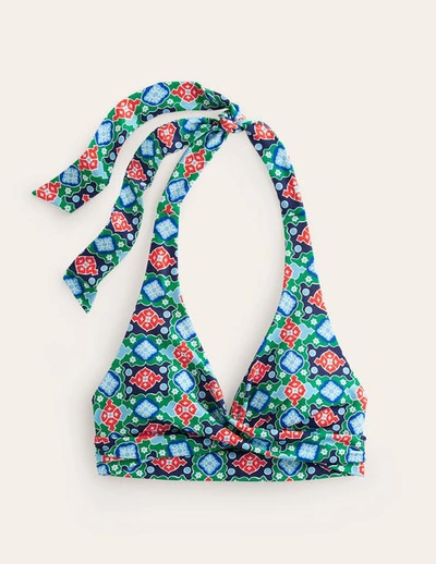 Boden Levanzo Halter Bikini Topgreen Tambourine, Coastal Tile Women  In Green Tambourine/ Coastal Tile