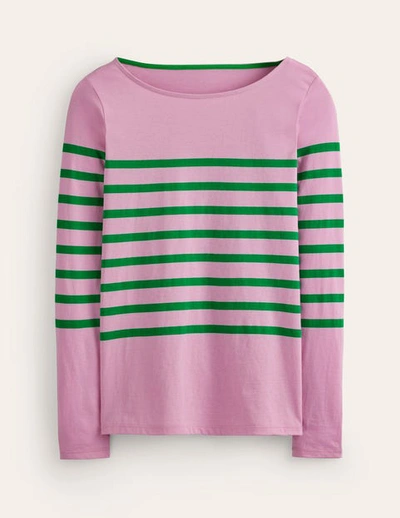 Boden Ella Long Sleeve Breton Pink, Green Placement Women