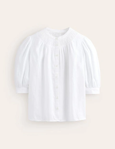 Boden Ada Linen Top White Women