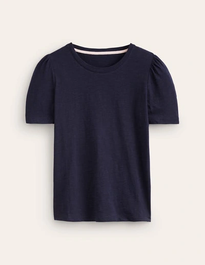 Boden Cotton Puff Sleeve T-shirt Navy Women