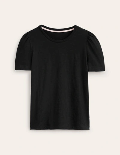 Boden Cotton Puff Sleeve T-shirt Black Women
