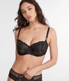 Chantelle Fleurs Velvet Applique Demi Bra In Black