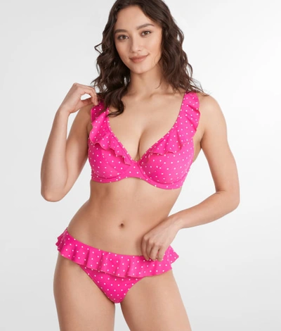 Freya Jewel Cove Ruffled Bikini Top In Raspberry