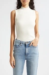Paige Fidelia Ribbed Mock-neck Tank Top In Ivory