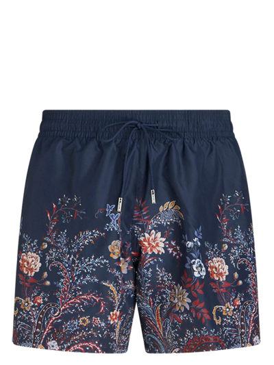 Etro Floral Swimsuit In Blue