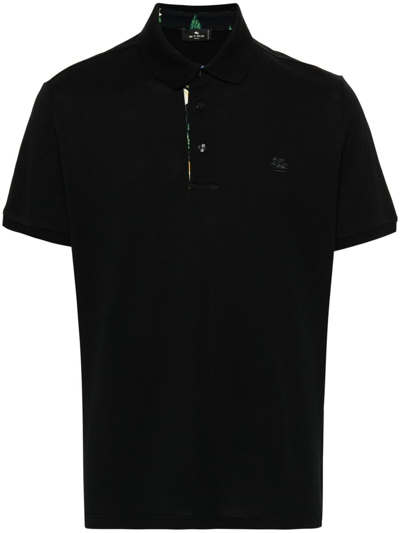 Etro Polo Shirt With Logo Embroidery In Black