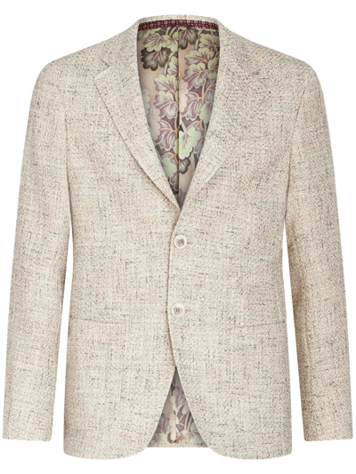 Etro Single-breasted Bouclé Blazer In Nude & Neutrals