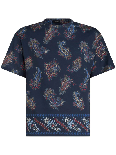 Etro Paisley-print Cotton T-shirt In Green