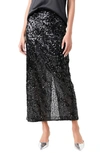 Grey Lab Women's Sequin Back Slit Maxi Skirt In Black