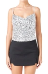 Endless Rose Women's Sequins Cowl Neck Top In Silver