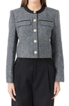 Endless Rose Boxy Herringbone Blazer In Black/ White