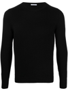 Malo Ribbed Crewneck Sweater With Long Sleeves In Black