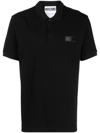 Moschino Logo-patch Cotton Polo Shirt In Black