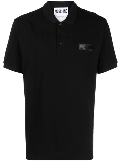 Moschino Polo Shirt With Patch In Black