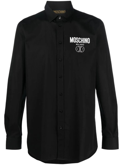 Moschino Milano Logo印花衬衫 In Black