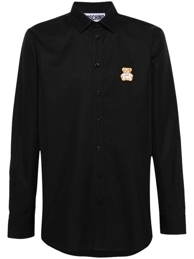 Moschino Shirt With Teddy Bear Application In Black