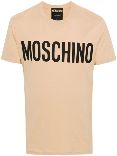 Moschino T-shirt With Print In Nude & Neutrals