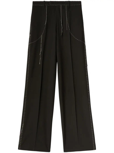 Off-white Tailored Trousers With Contrast Stitching In Black