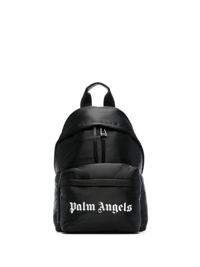 Palm Angels Logo Print Backpack In Black