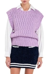 English Factory Chunky Cap Sleeve Sweater In Lilac