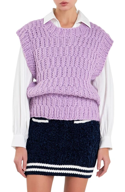 English Factory Chunky Cap Sleeve Jumper In Lilac