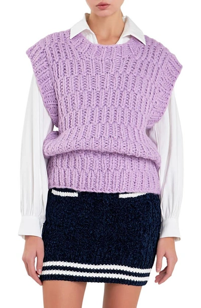 English Factory Chunky Cap Sleeve Sweater In Lilac