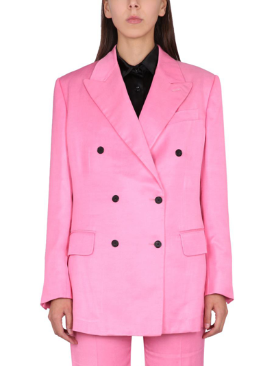 Tom Ford Fluid Satin Boyfriend Jacket In Pink