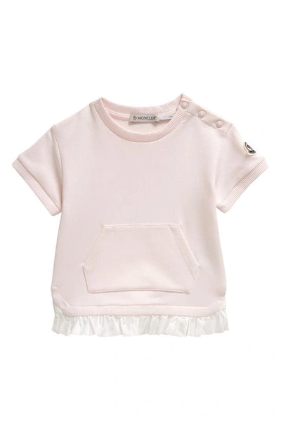 Moncler Babies' Kids' Logo Patch Short Sleeve Sweatshirt Dress In Pink