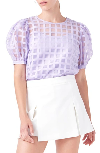 English Factory Windowpane Sheer Top In Lilac