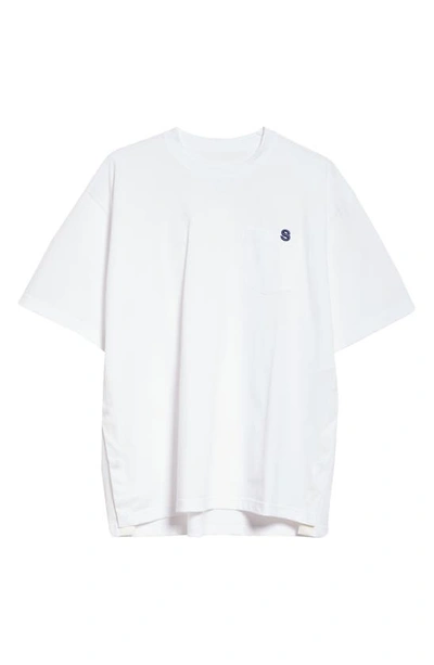 Sacai Embroidered Cotton Jersey T-shirt In White
