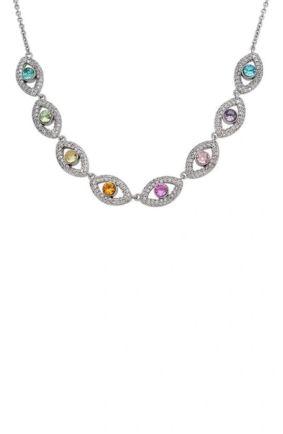 Kg Kurt Geiger Evil Eye Cubic Zirconia Necklace In Silver Multi