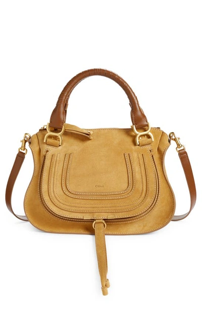 Chloé Medium Marcie Suede Satchel In Safari Gold