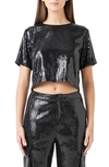 Endless Rose Sequin Crop Top In Black