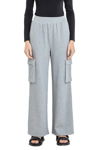 Grey Lab Stretch Cotton Knit Wide Leg Pants In Grey