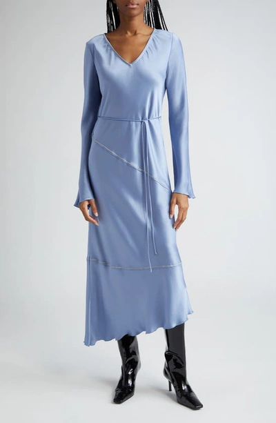 ACNE STUDIOS DANESSA FLUID LONG SLEEVE SATIN DRESS