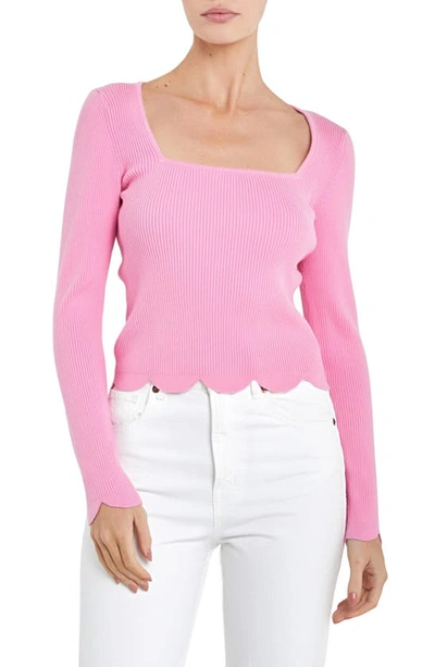 English Factory Scallop Hem Sweater In Pink