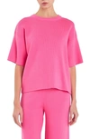 English Factory Rib Elbow Sleeve Sweater In Pink