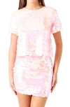 Endless Rose Women's Fisheye Sequins Top In Pink