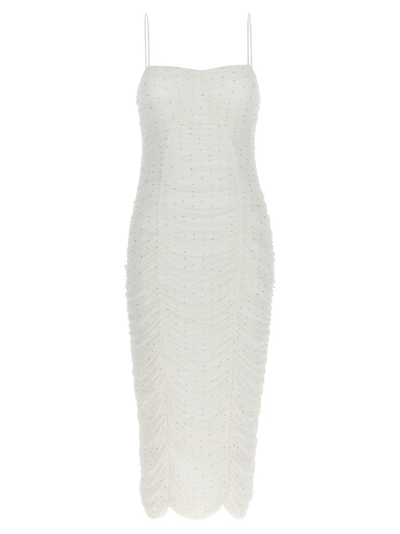 Rotate Birger Christensen Rotate Crystal Embellished Spaghetti Strap Midi Dress In White