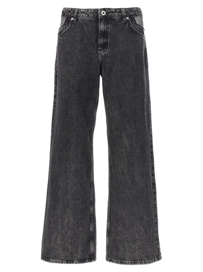 Karl Lagerfeld Klj Chainmail Mid Rise Relaxed Jeans In Black