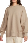 Jordan Flight Fleece Oversize Crewneck Sweatshirt In Brown