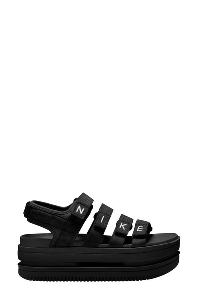 Nike Icon Classic Platform Sandal In Black/ White/ Black