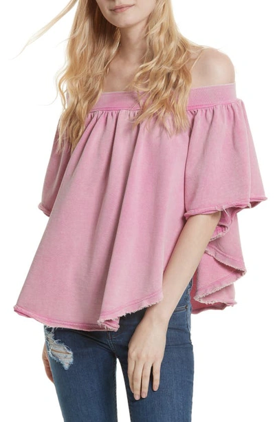 Free People New Kiss Me Off The Shoulder Tee In Pink