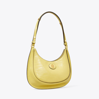 Tory Burch Robinson Crosshatched Convertible Crescent Bag In Gold