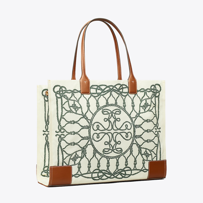 Tory Burch Ella Printed Tote In Ivory Abstract Rope
